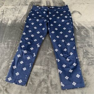 Khaki’s By Gap Geometric Print Pants Womens 10 Blue Slim City‎ Mid Rise Crop